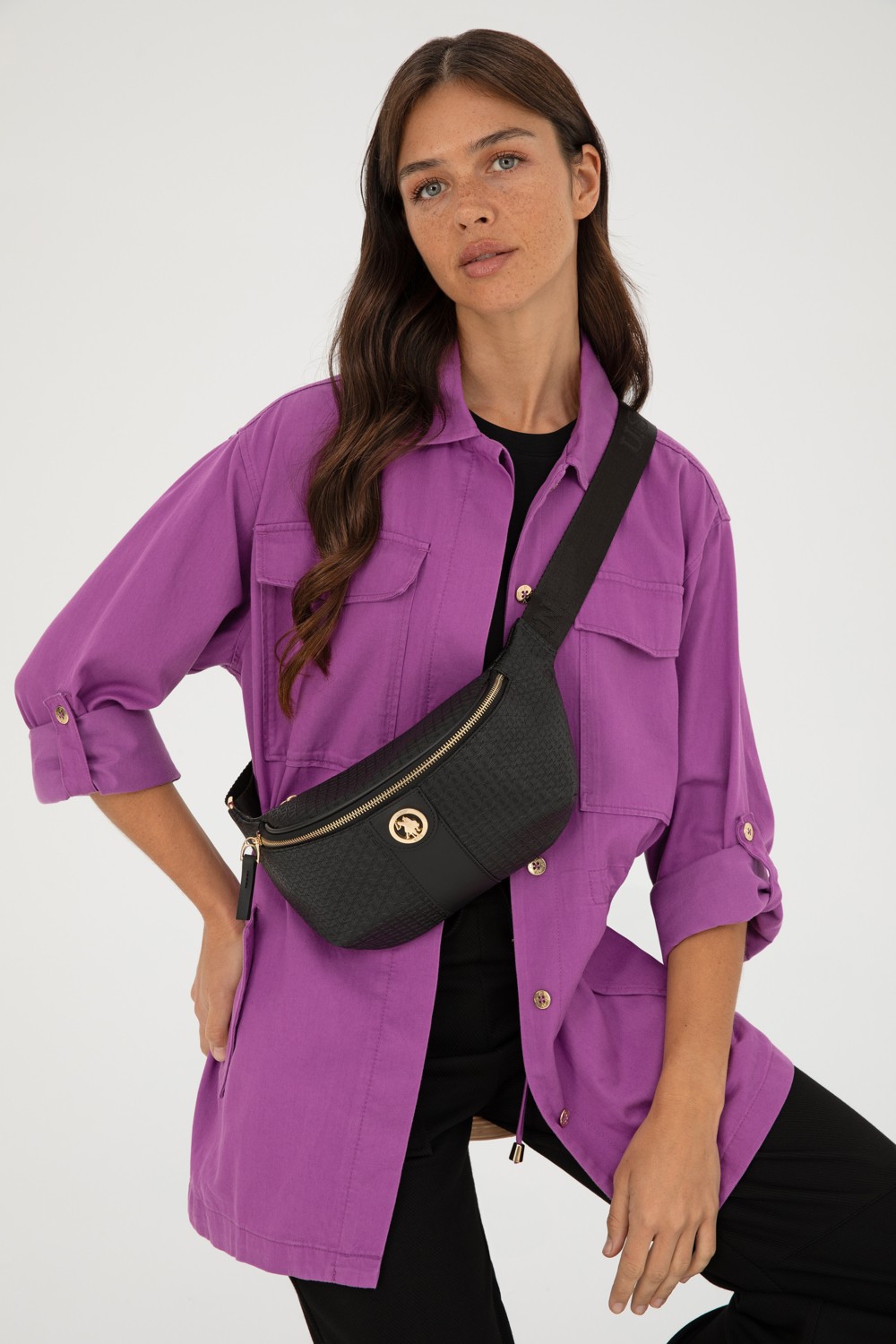 U.S. Polo Assn. Kadın Siyah Bel Çantası 50293695-VR046