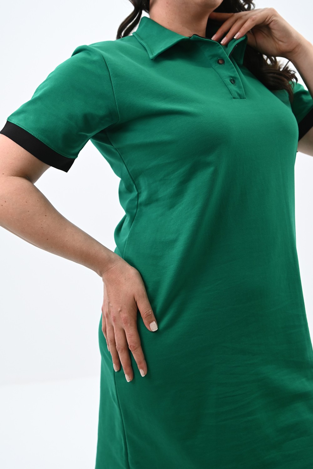Koza Kadın Büyük Beden Lacoste Kumaş Elbise 5219-24 görsel 3