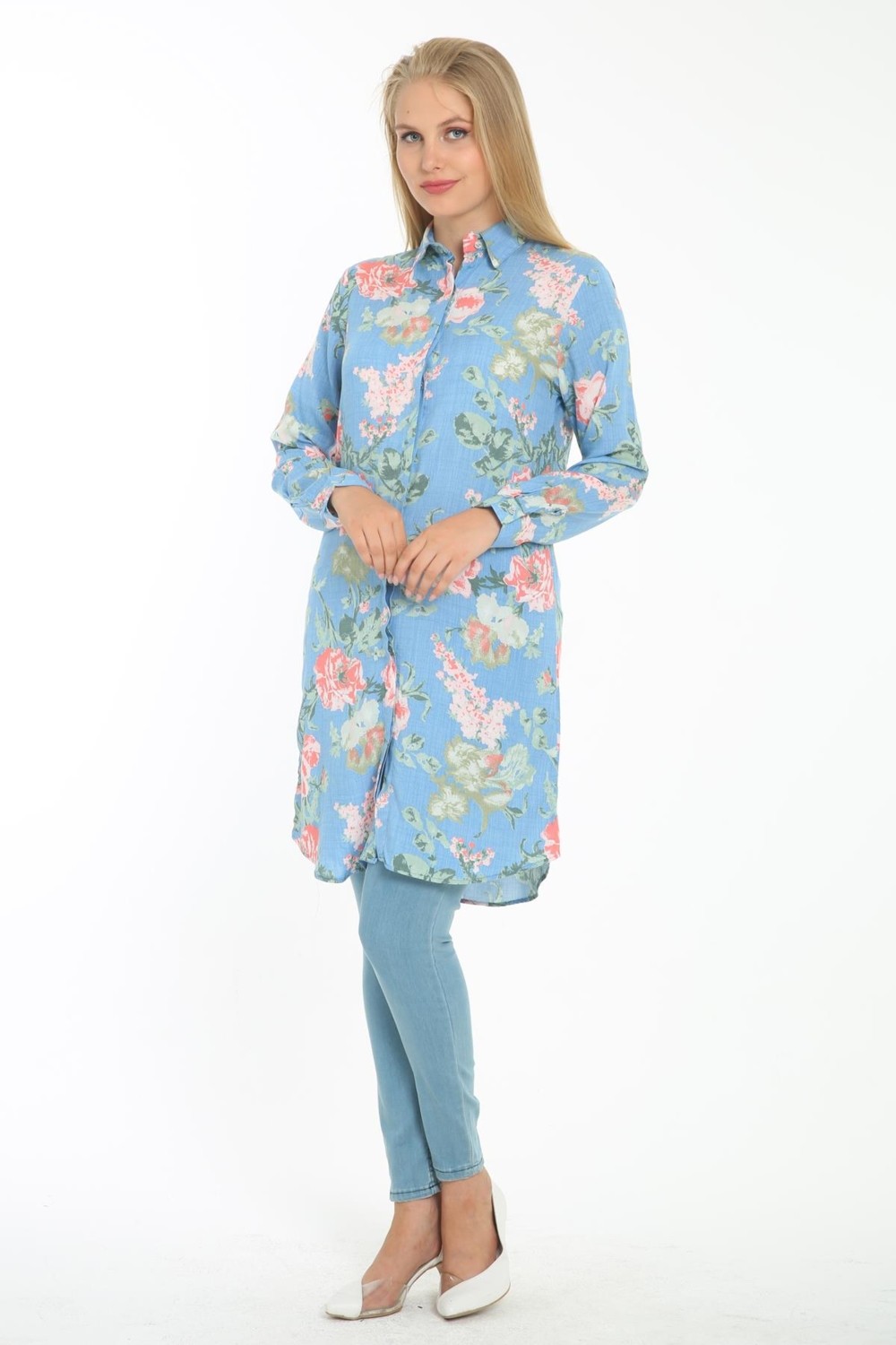 Ladies First Desenli Tunik 9000-D11 Pamuk Kumaş görsel 3