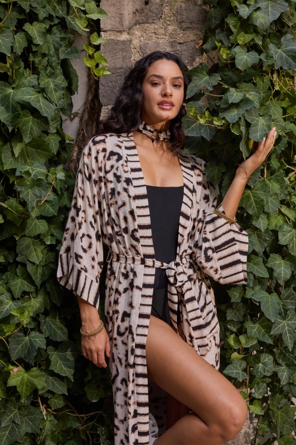 Gizzey Kadın Uzun Leopar Kimono C8T6N0O12