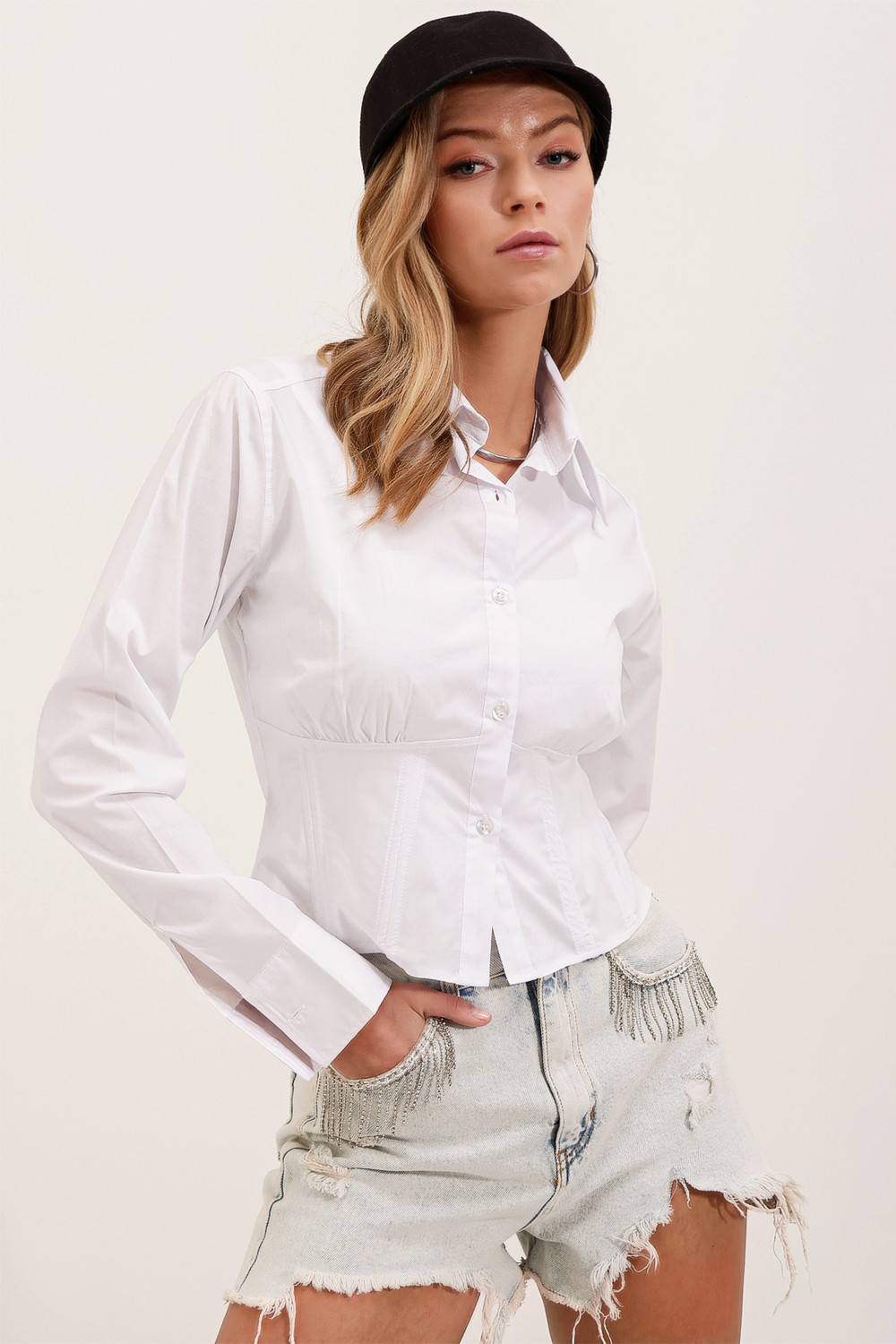 Bigdart 20231 Slim Fit Poplin Gömlek - Beyaz görsel 3