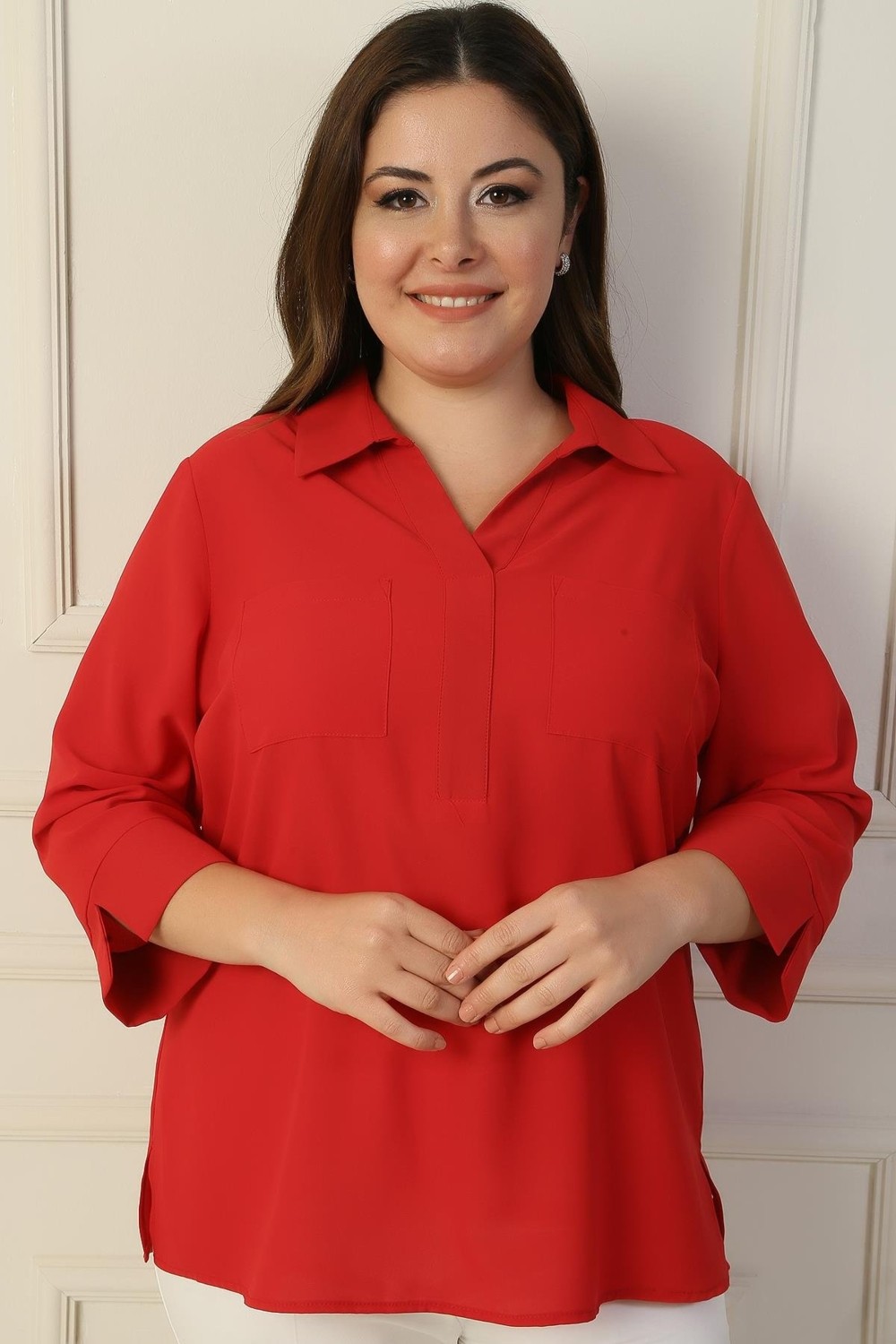 By Saygı Polo Yaka Cepli Çeyrek Kol B.b. Bluz görsel 7