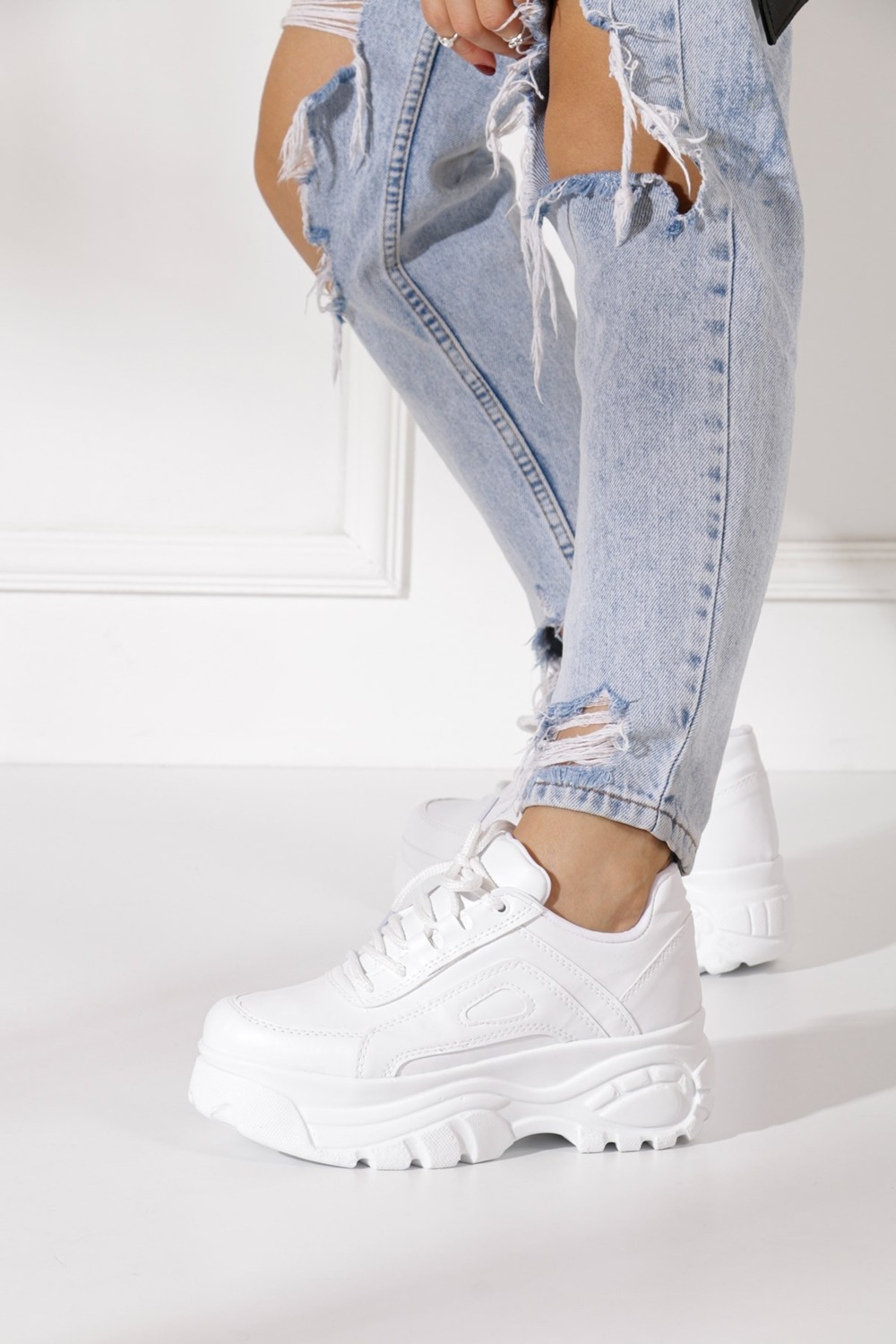 İmershoes Günlük Kadın Spor Ayakkabı Yüksek Taban 6 cm Sneaker Siyah - Beyaz - Bej - Rugan - Süet 001