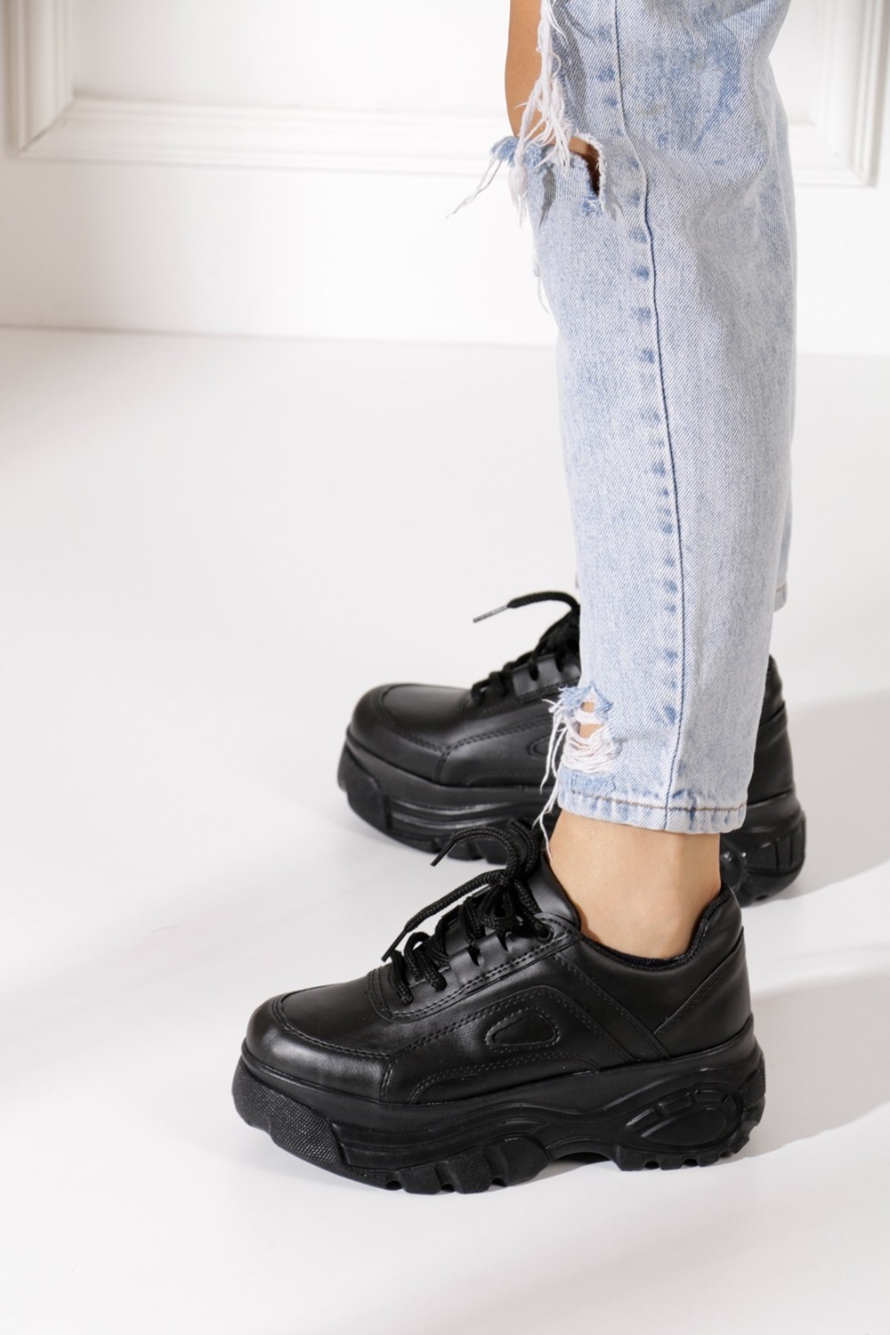 İmershoes Günlük Kadın Spor Ayakkabı Yüksek Taban 6 cm Sneaker Siyah - Beyaz - Bej - Rugan - Süet 001