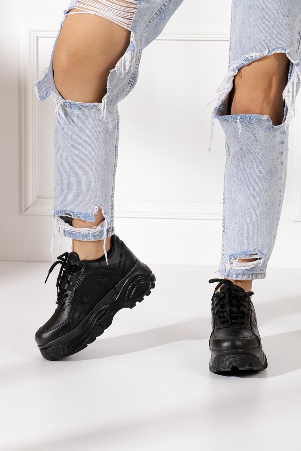 İmershoes Günlük Kadın Spor Ayakkabı Yüksek Taban 6 cm Sneaker Siyah - Beyaz - Bej - Rugan - Süet 001 görsel 2