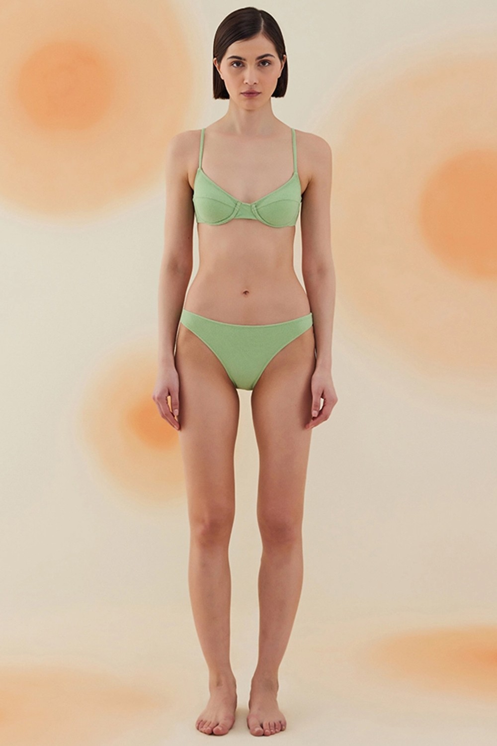 Bonesta Swimwear Creosote Pistachio Green Terry Balenli Bikini Takımı