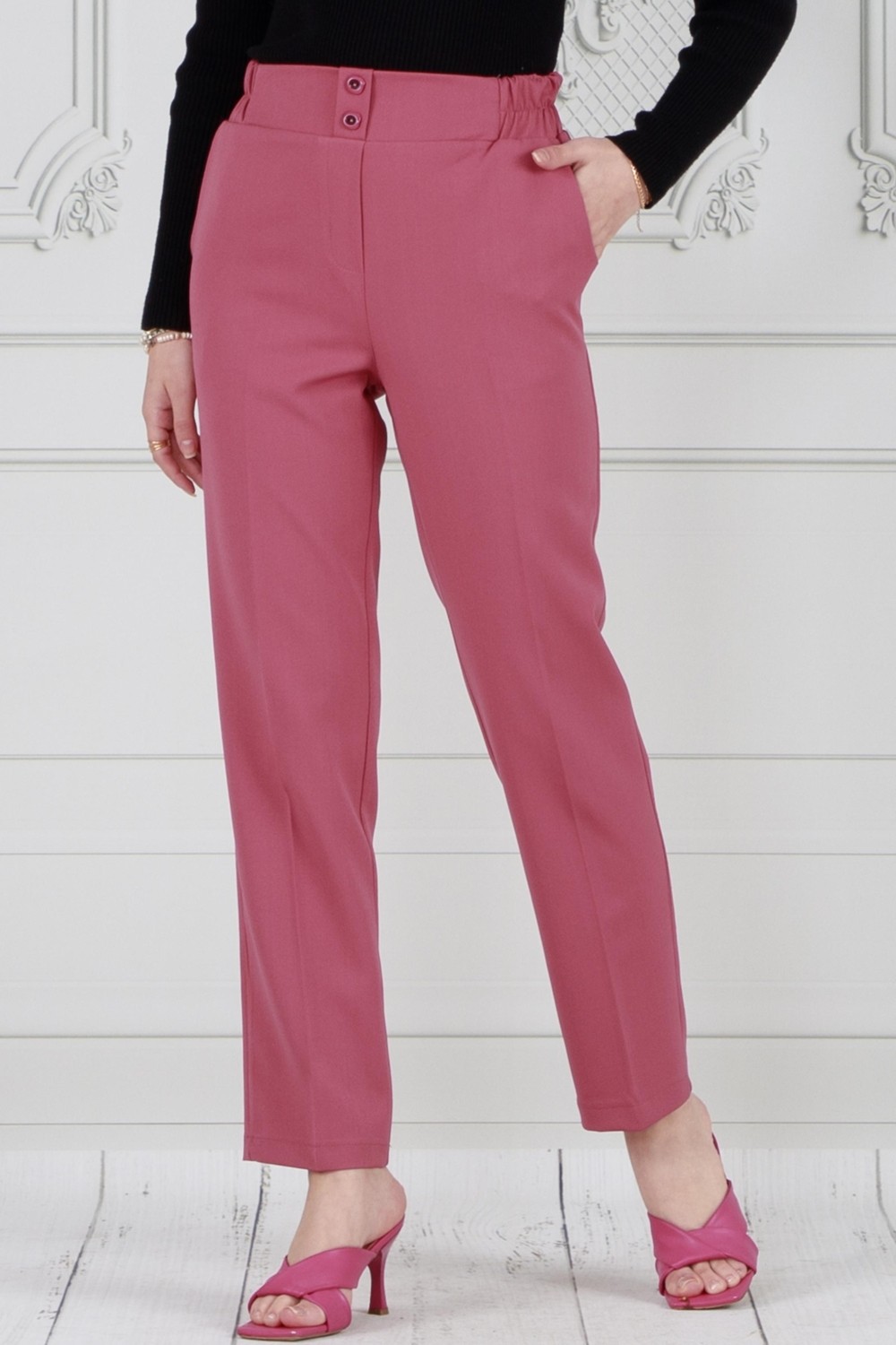 Sevitli Cepli Dar Paça Pantolon-Pembe görsel 2