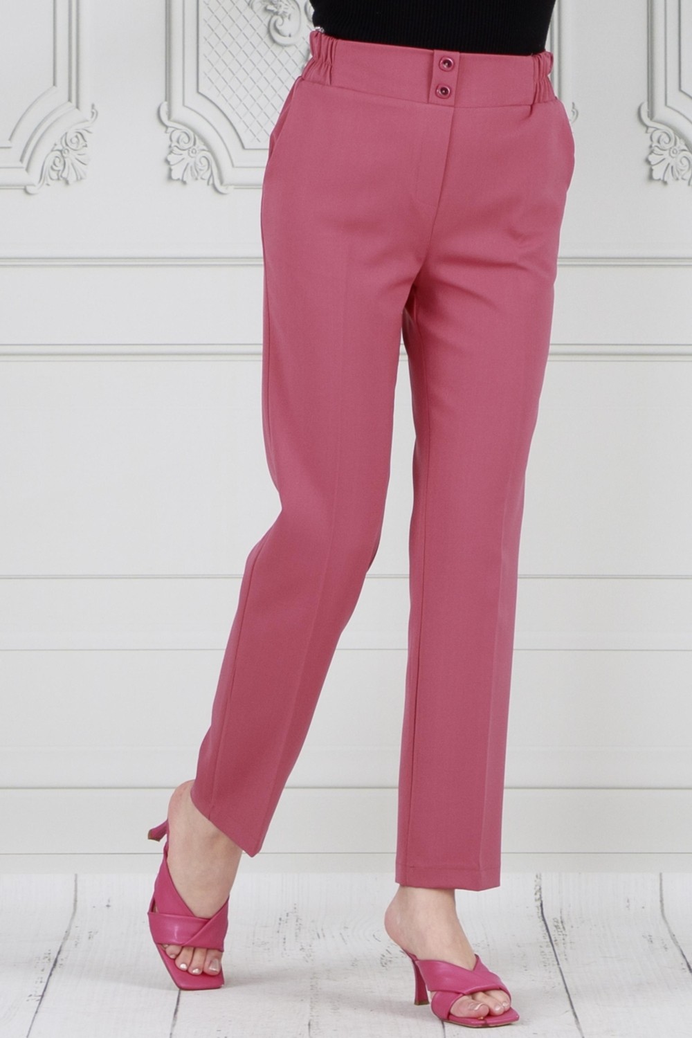 Sevitli Cepli Dar Paça Pantolon-Pembe görsel 3