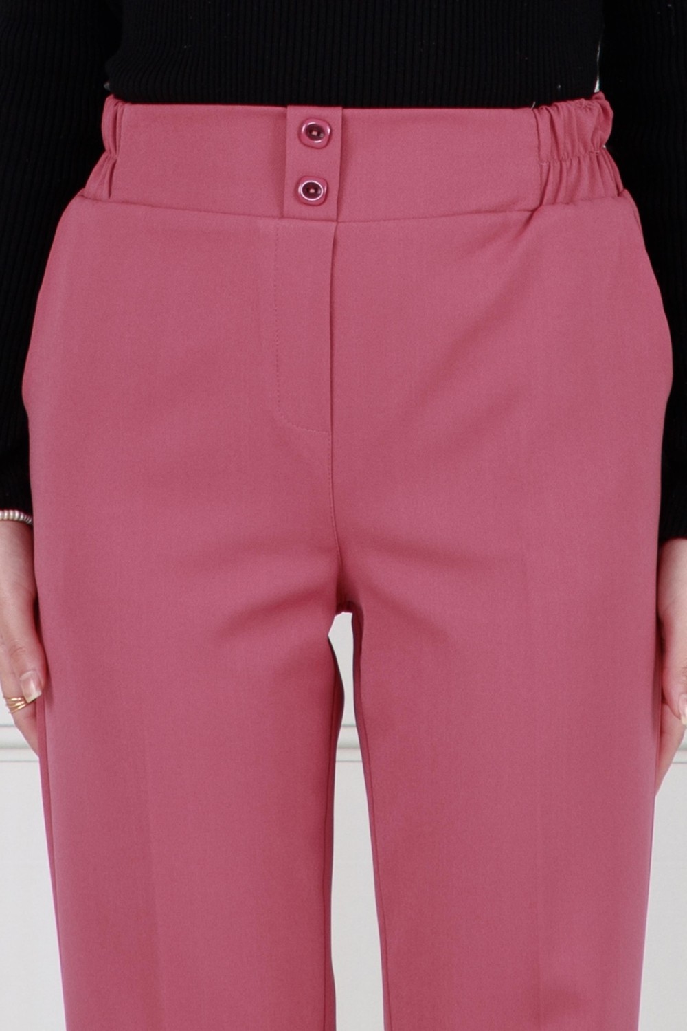 Sevitli Cepli Dar Paça Pantolon-Pembe görsel 4