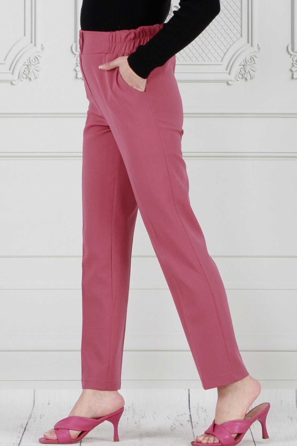 Sevitli Cepli Dar Paça Pantolon-Pembe görsel 5