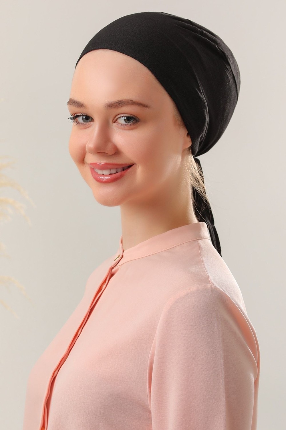 Melodi Scarf Tesettür Dikişli Bone Bej görsel 2