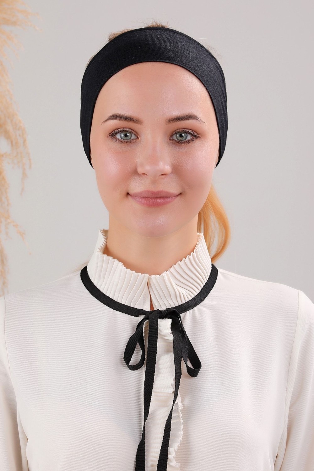 Melodi Scarf Sihirli Yapışkanlı Kaymayan Bandana Spor Bone Siyah görsel 3