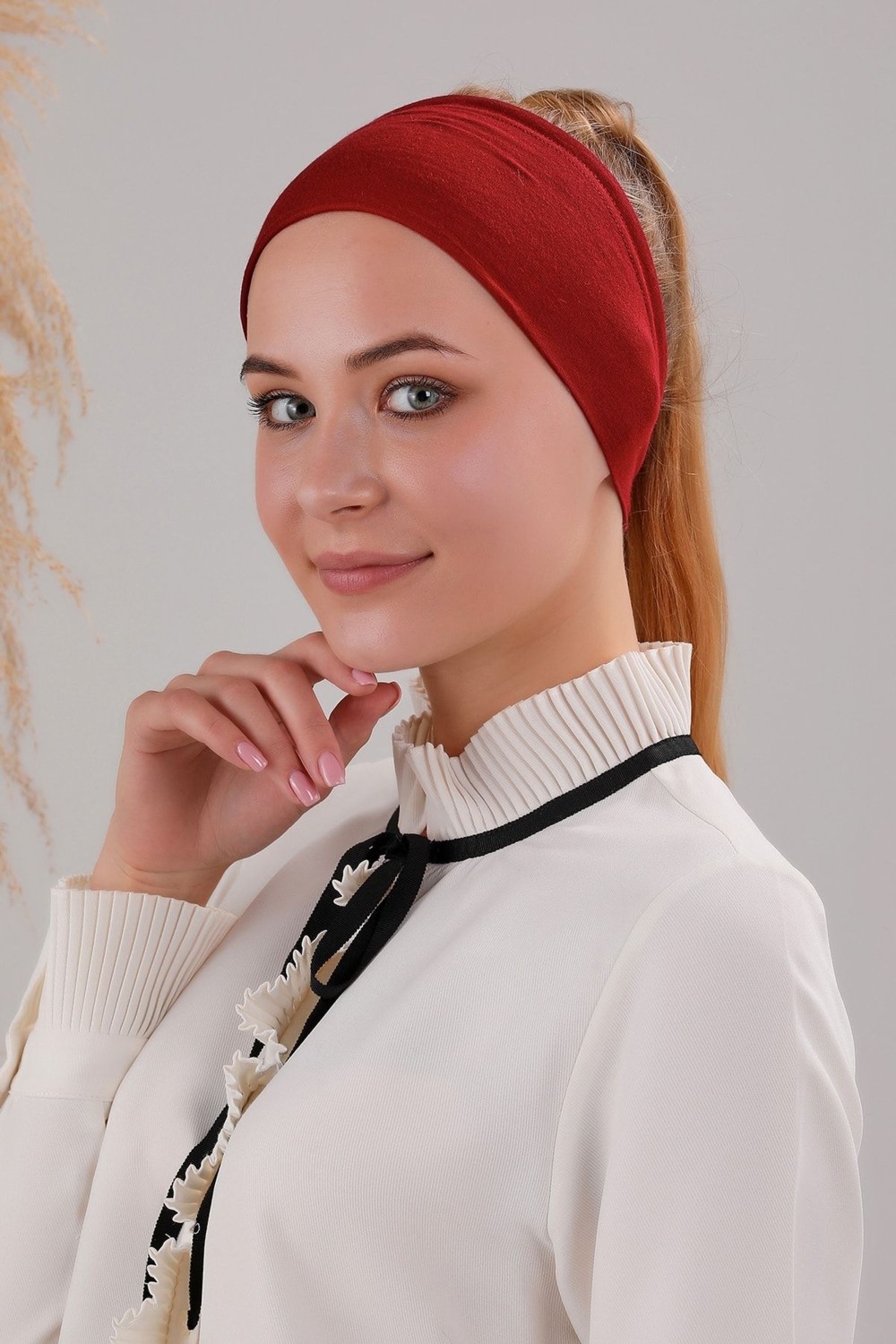 Melodi Scarf Sihirli Yapışkanlı Kaymayan Bandana Spor Bone Siyah görsel 5
