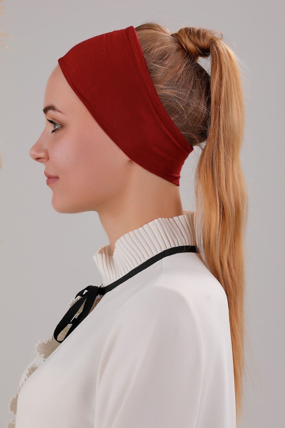 Melodi Scarf Sihirli Yapışkanlı Kaymayan Bandana Spor Bone Siyah görsel 6