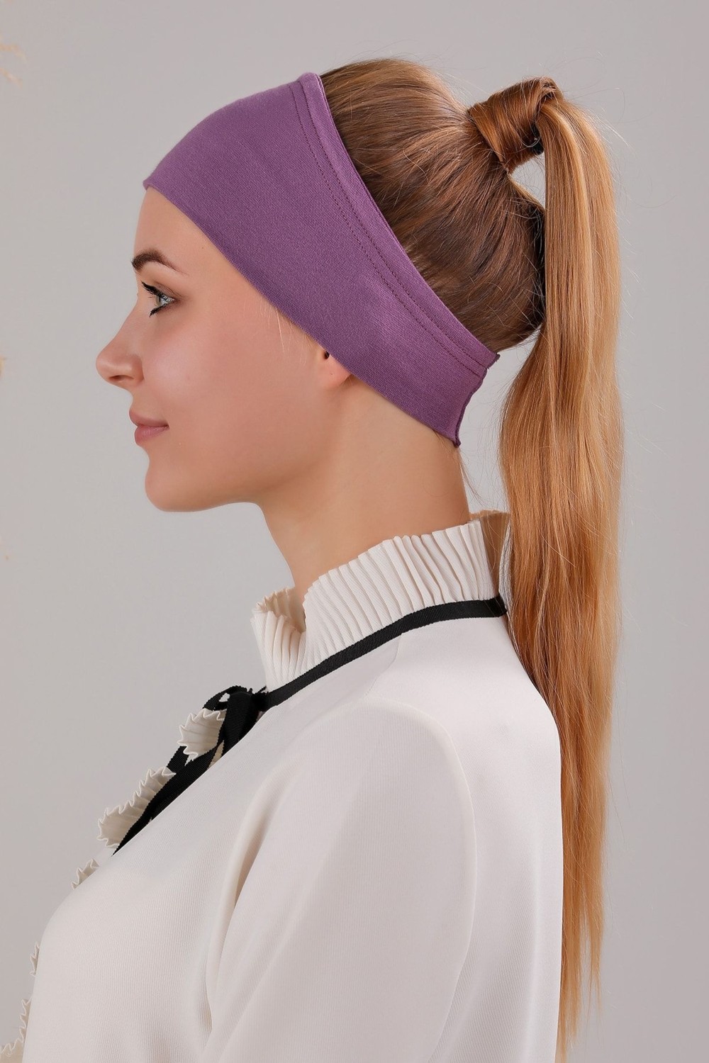 Melodi Scarf Sihirli Yapışkanlı Kaymayan Bandana Spor Bone Siyah görsel 8