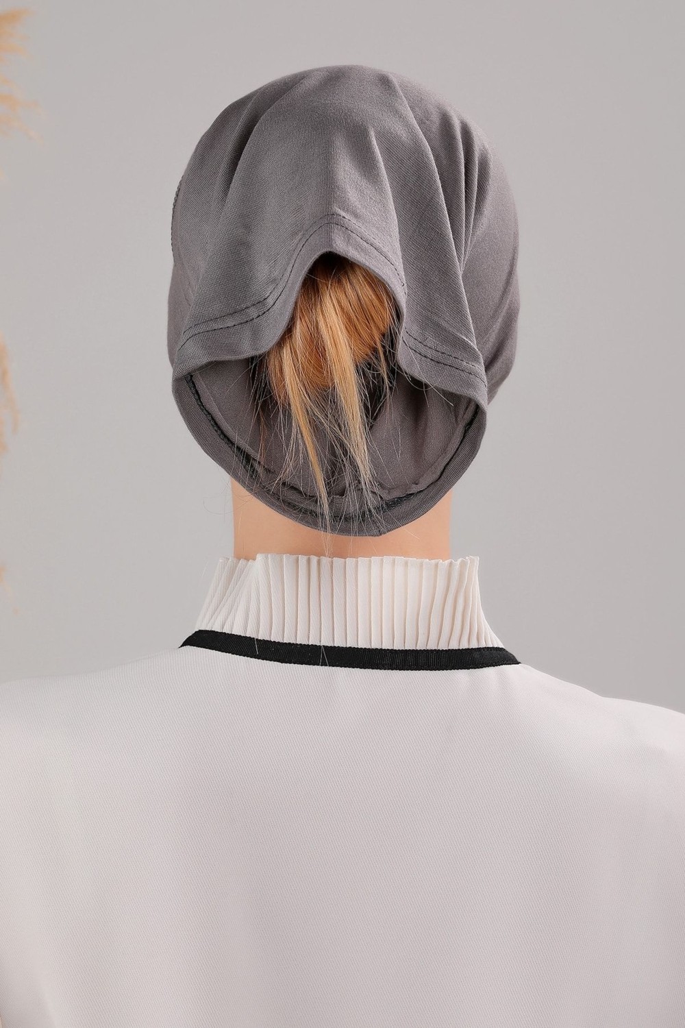 Melodi Scarf Tesettür Hazır Pratik Geçme Boru Bone Lacivert görsel 5