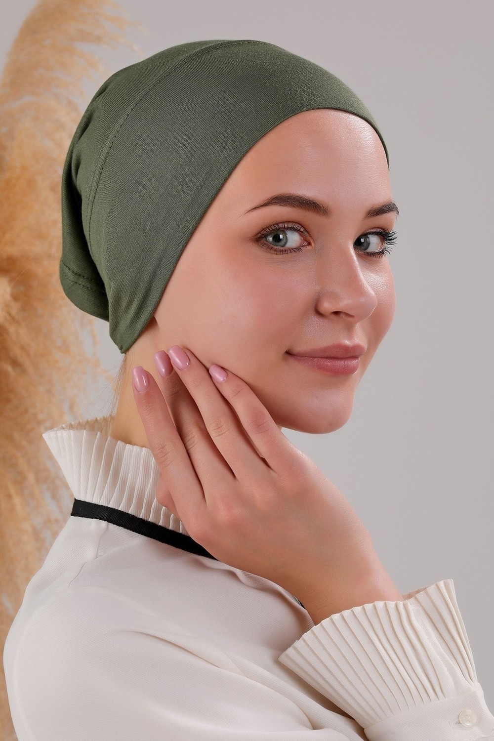Melodi Scarf Tesettür Hazır Pratik Geçme Boru Bone Lacivert görsel 7