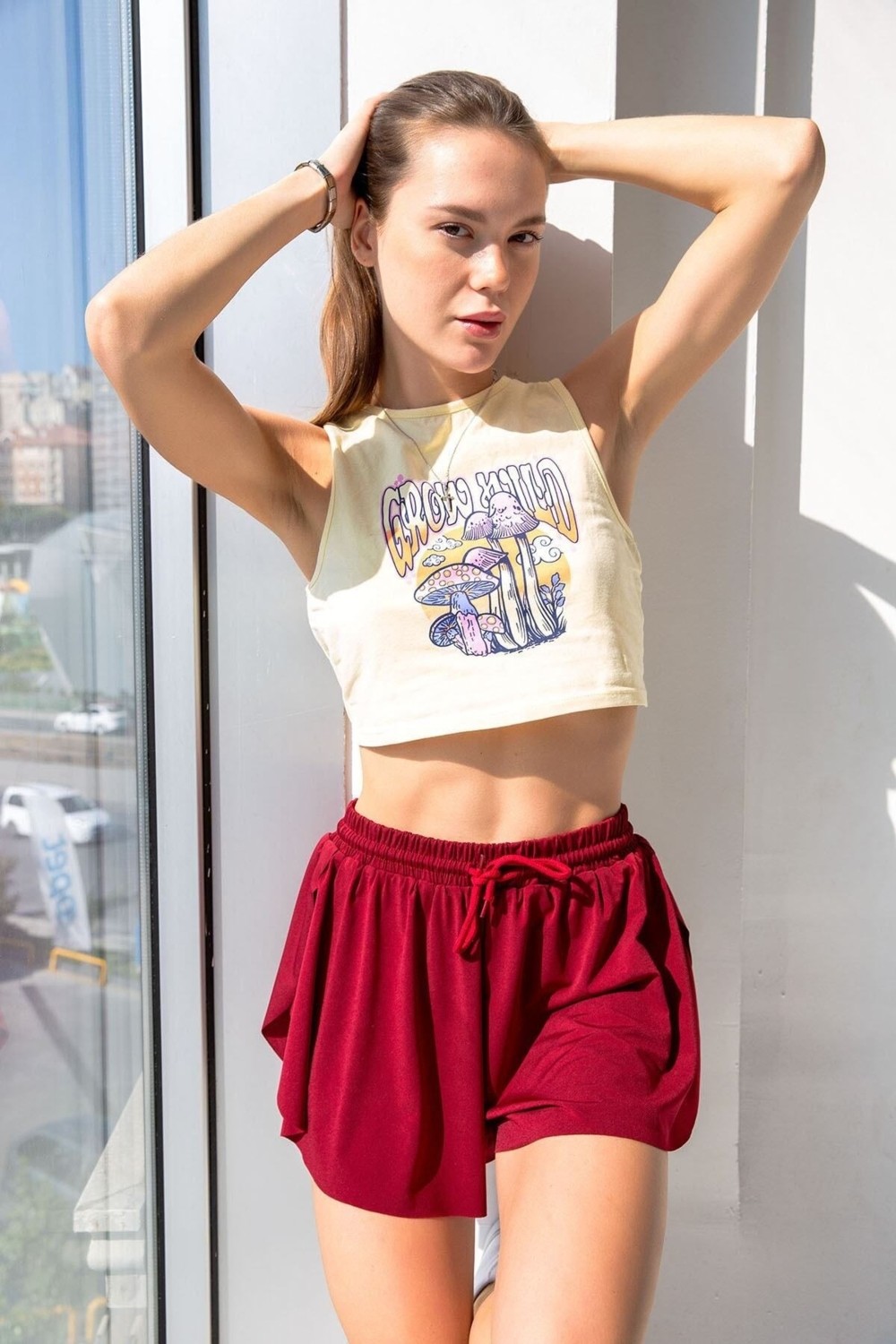 la & vetta Füme Bol Kesim Taytlı Spor Şort görsel 7
