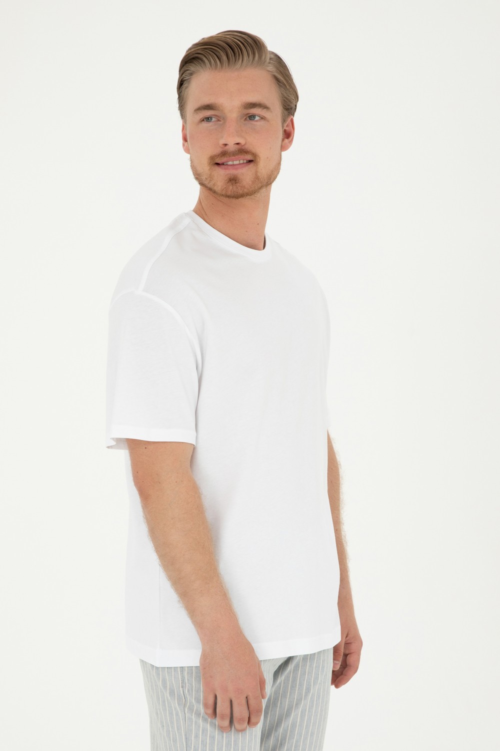 U.S. Polo Assn. Erkek Comfort Fit Bisiklet Yaka Beyaz Tişört 50294216-VR013
