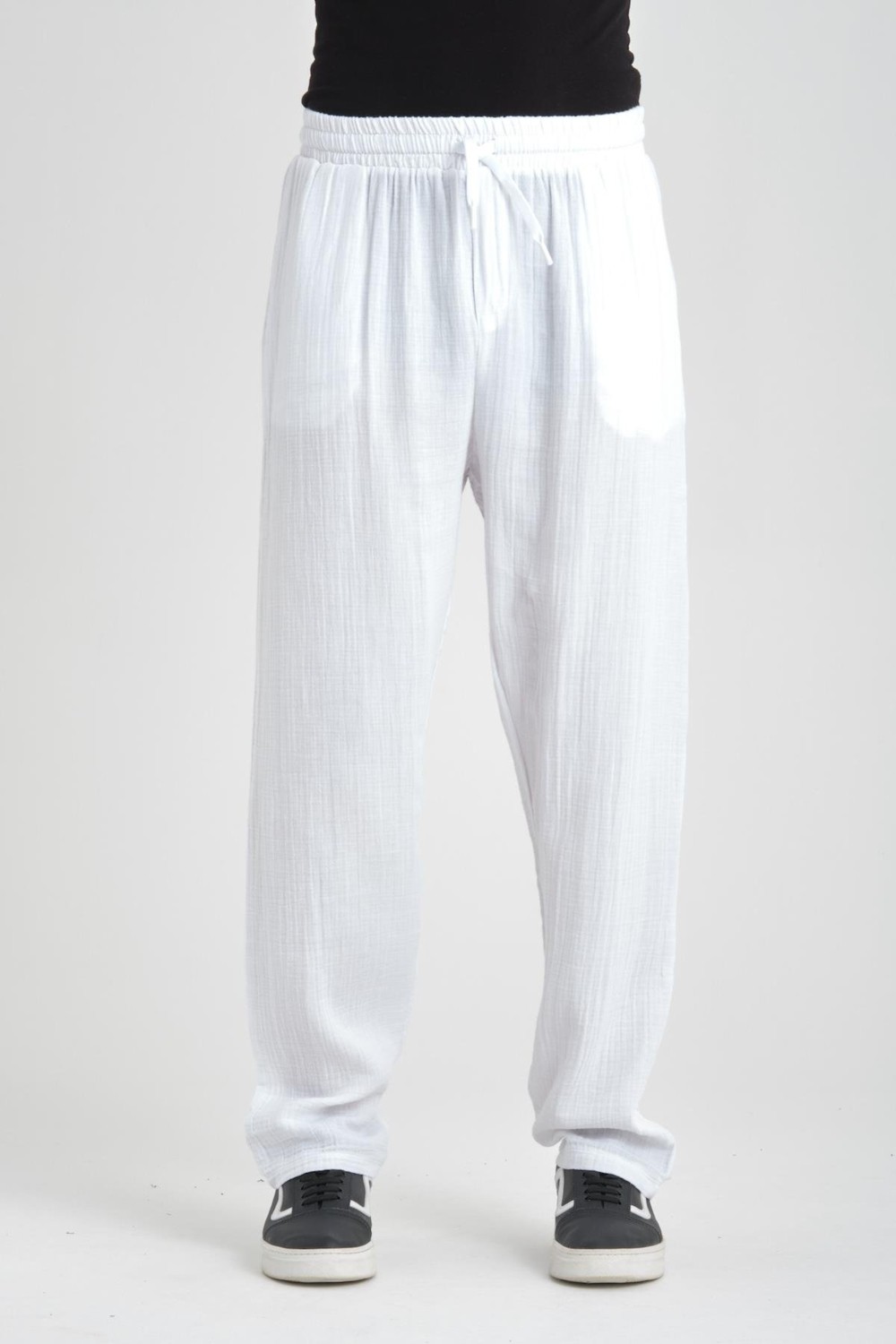 Valiberta Hafif ve Rahat Müslin Baggy Erkek Pantolon - Siyah
