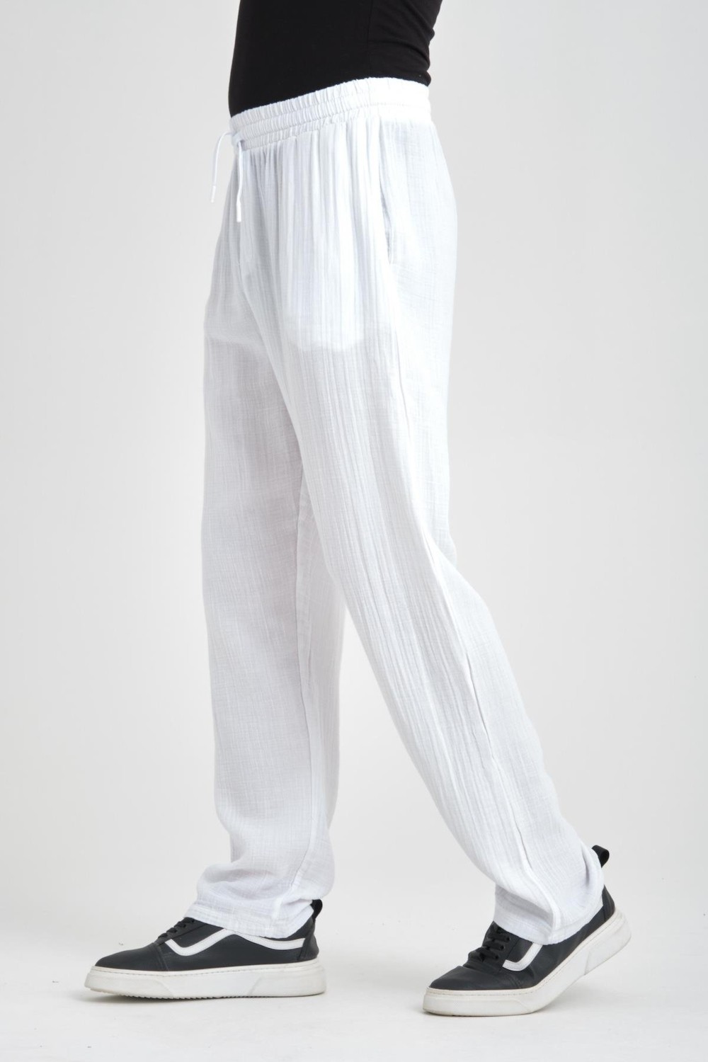Valiberta Hafif ve Rahat Müslin Baggy Erkek Pantolon - Siyah görsel 5