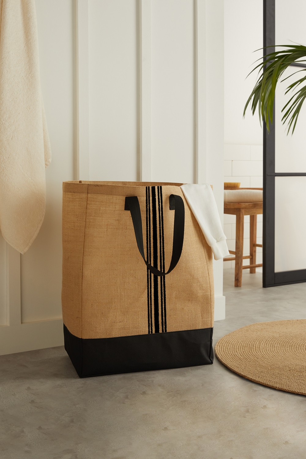 Ocean Home Textile Jüt Asılabilir Katlanır Kirli Çamaşır Dolap Içi Oyuncak Düzenleyici Saklama Çantası Sepet 40x25x55 cm