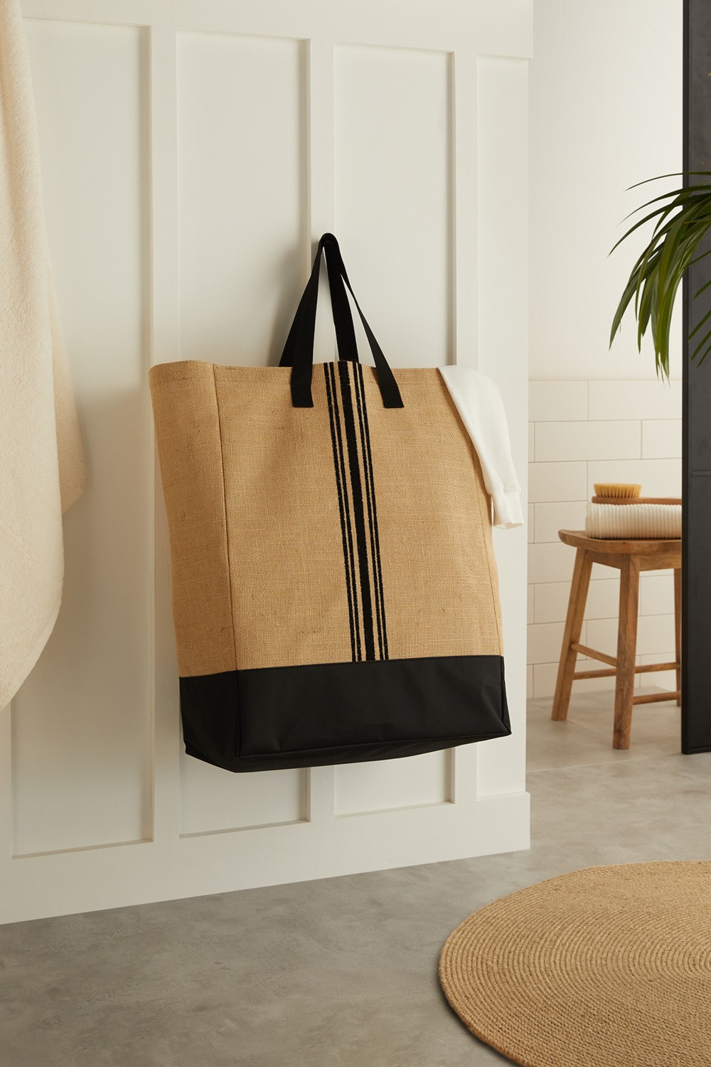 Ocean Home Textile Jüt Asılabilir Katlanır Kirli Çamaşır Dolap Içi Oyuncak Düzenleyici Saklama Çantası Sepet 40x25x55 cm görsel 2