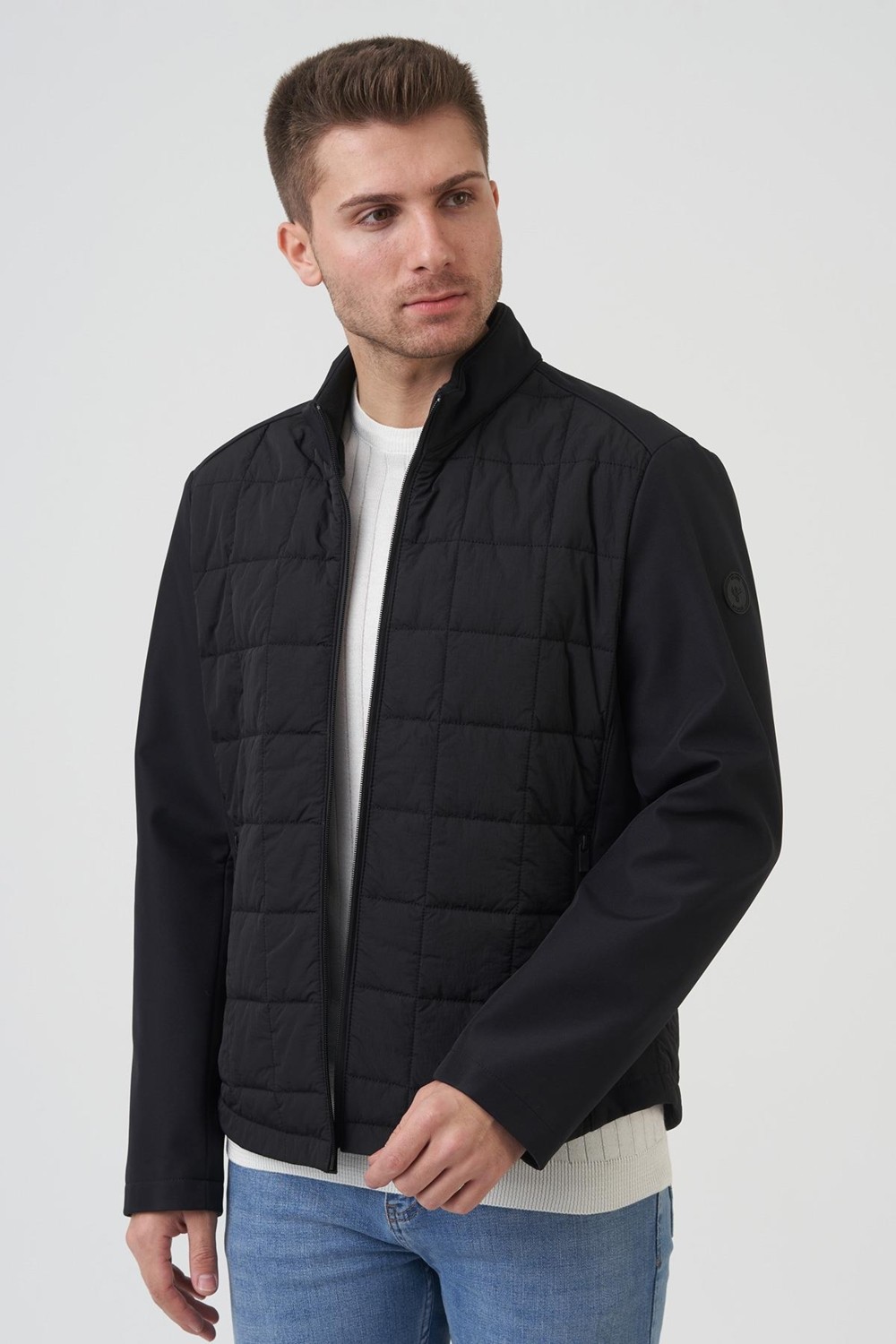 White Stone Siyah Slim Fit Fermuarlı İki Cepli Sıcak Tutan Mont görsel 2
