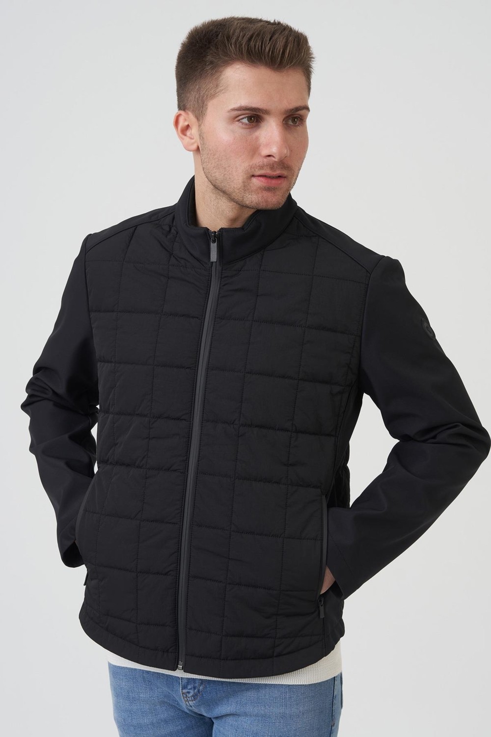 White Stone Siyah Slim Fit Fermuarlı İki Cepli Sıcak Tutan Mont görsel 3