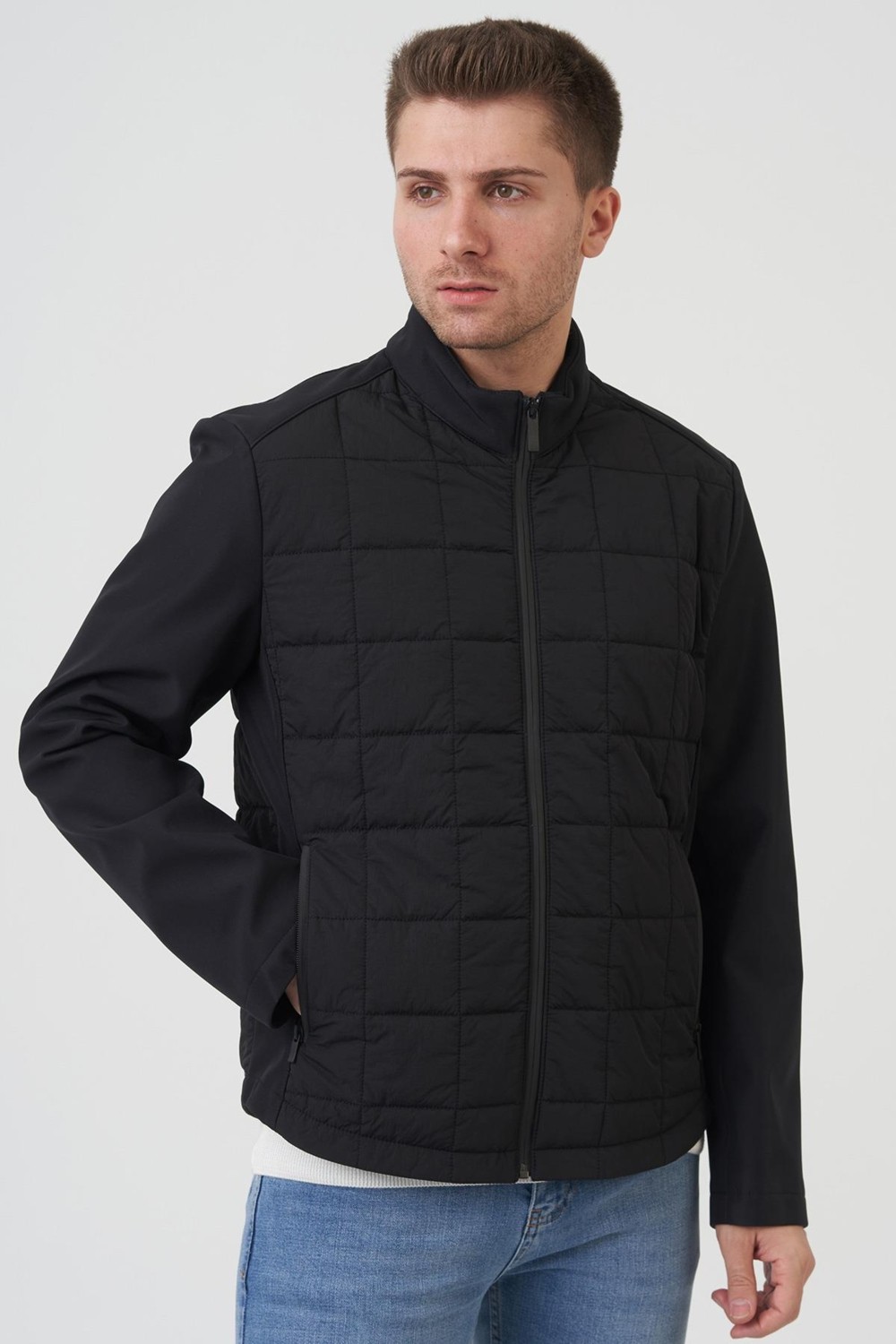 White Stone Siyah Slim Fit Fermuarlı İki Cepli Sıcak Tutan Mont görsel 4