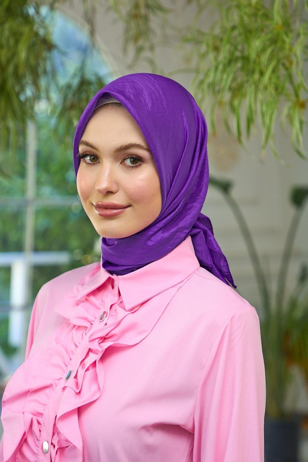 İpekhan Düz Desen Vual Eşarp Krem Vual Ipek Eşarp - 10100-11 görsel 2