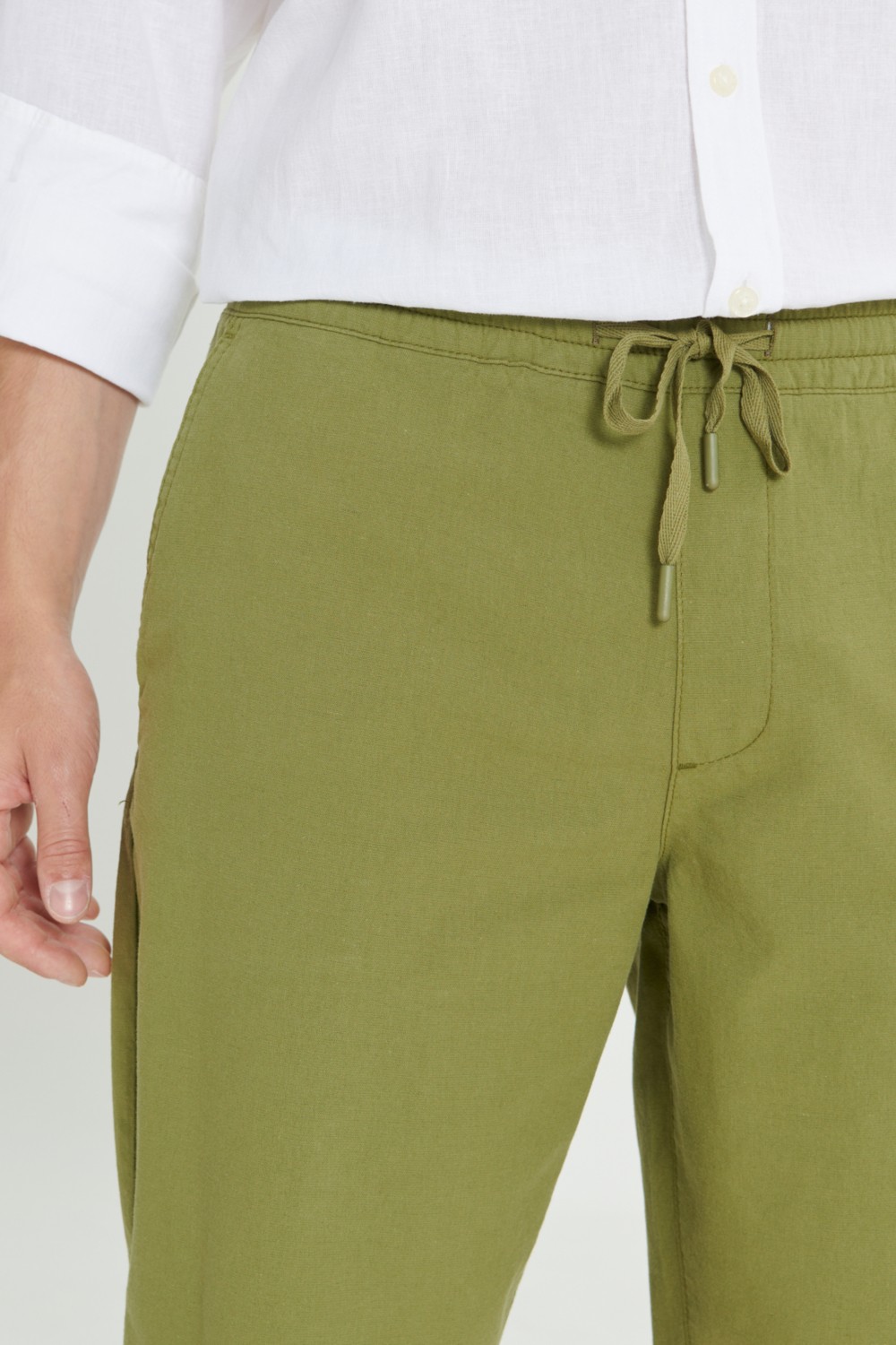 Altınyıldız Classics Erkek Haki Keten Comfort Fit Rahat Kesim Yan Cepli Şort görsel 5