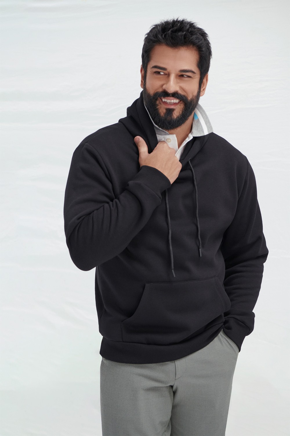 Altınyıldız Classics Erkek Siyah Standart Fit Normal Kesim Içi Polarlı 3 Iplik Kapüşonlu Pamuklu Sweatshirt