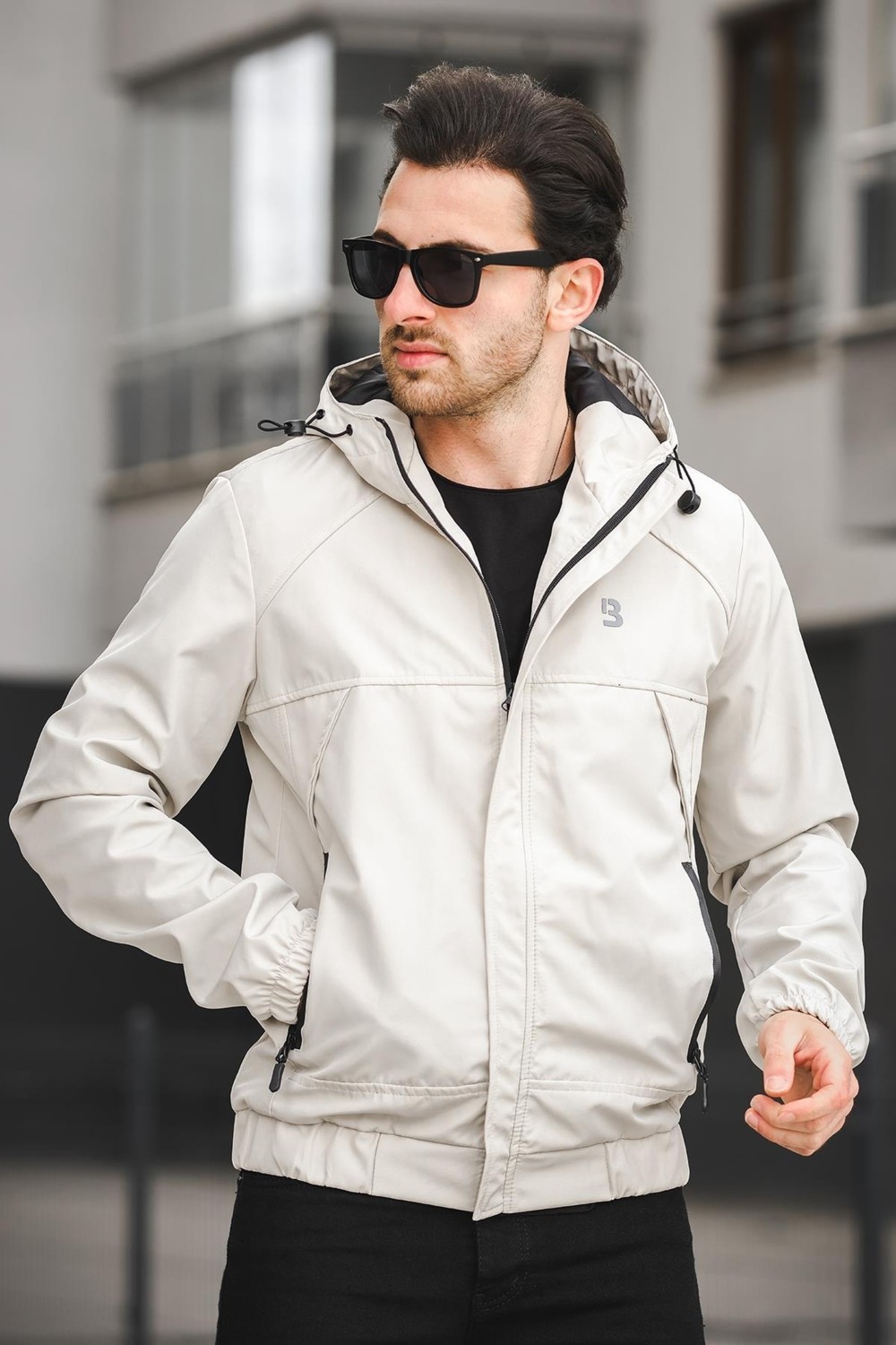 Oksit Bailey Suya Dayanaklı Slim Fit Erkek Kapüşonlu Mevsimlik Mont Yağmurluk