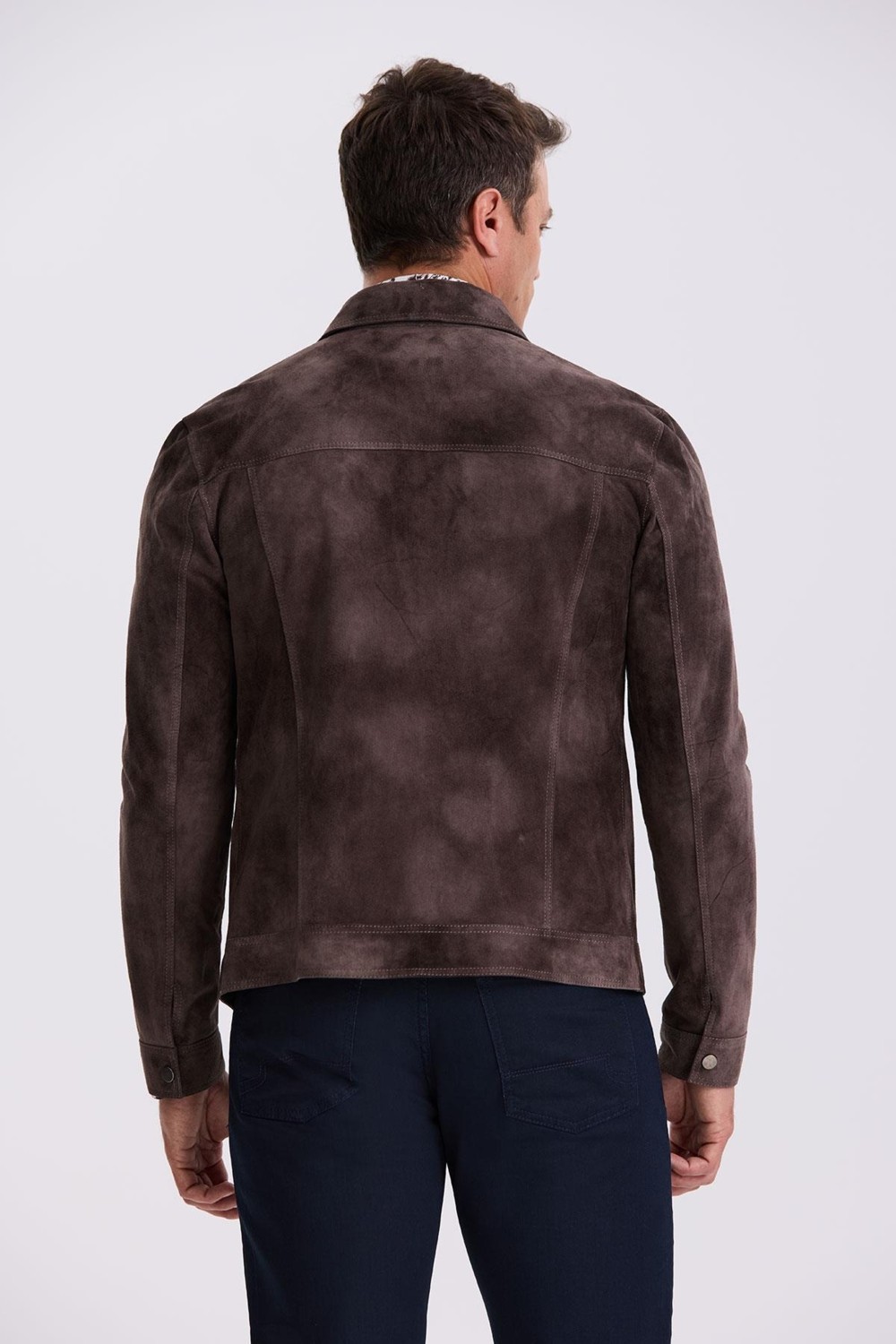 Jakamen Kahve Comfort Fit Bebe Yaka Cepli %100 Deri Mont görsel 4