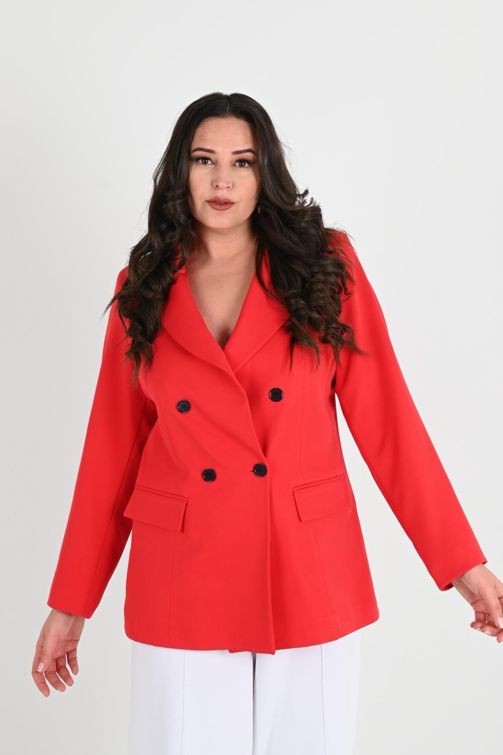 Moda Xlarge Kadın Astarlı Büyük Beden Blazer Ceket 0101-1 görsel 3