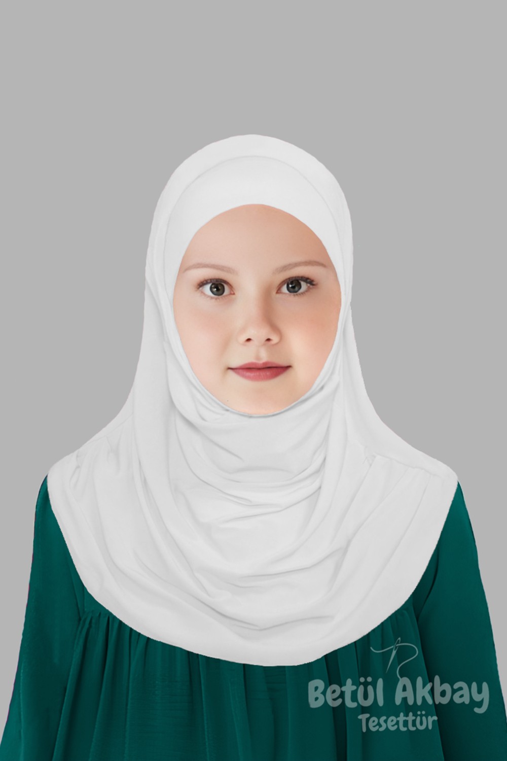 Betül Akbay Kız Çocuk Pratik Başörtü Pamuk Meryem Model Siyah görsel 6