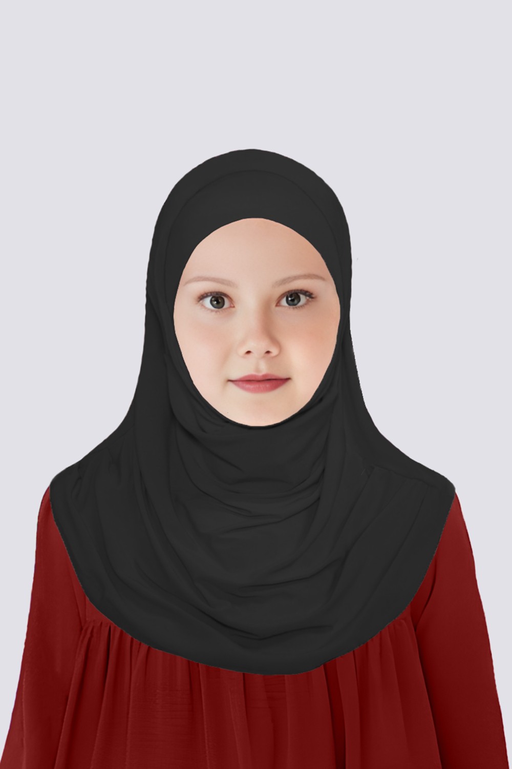 Betül Akbay Kız Çocuk Pratik Başörtü Pamuk Meryem Model Siyah