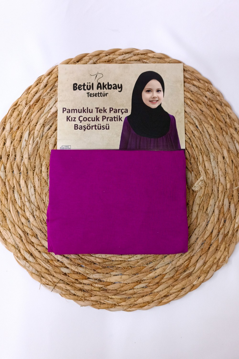 Betül Akbay Kız Çocuk Pratik Başörtü Pamuk Meryem Model Siyah görsel 4