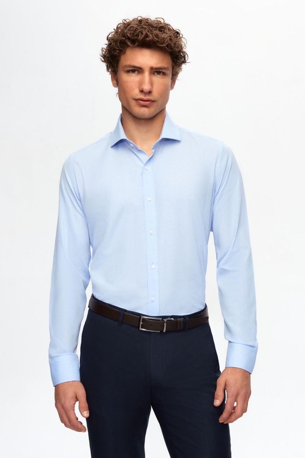D'S Damat Ds Damat Slim Fit Acı Kahve Klasik Kravatlık Uzun Kol Kolay Ütülenebilir Gömlek 2HF02ORT5185