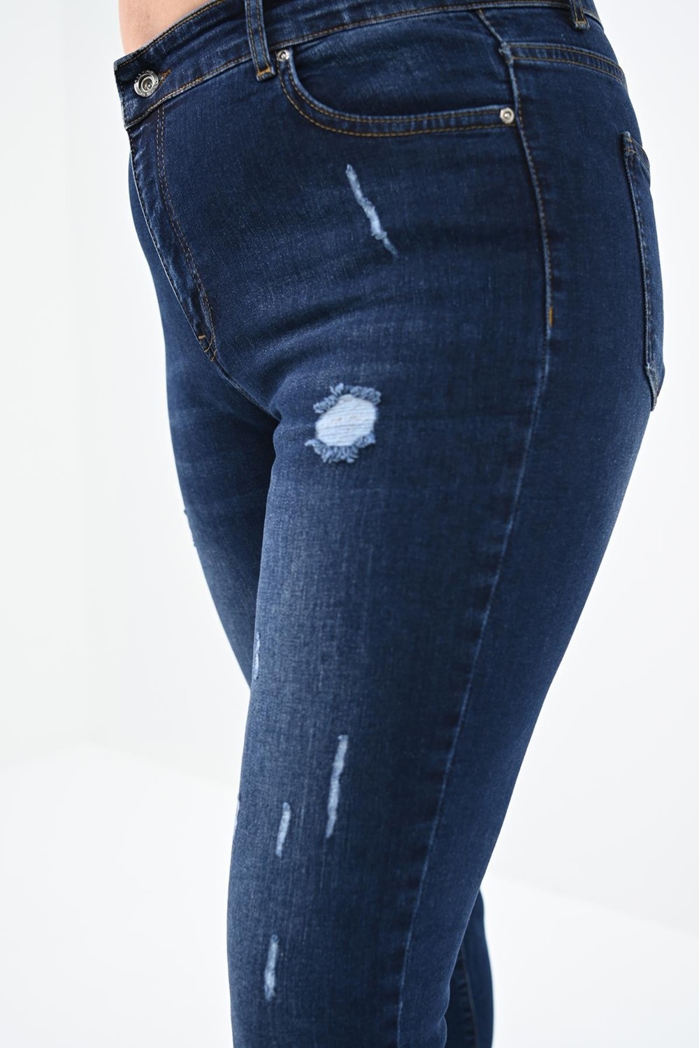 Moda Xlarge Kadın Büyük Beden Lacivert Jean Pantolon 6177-23 görsel 4
