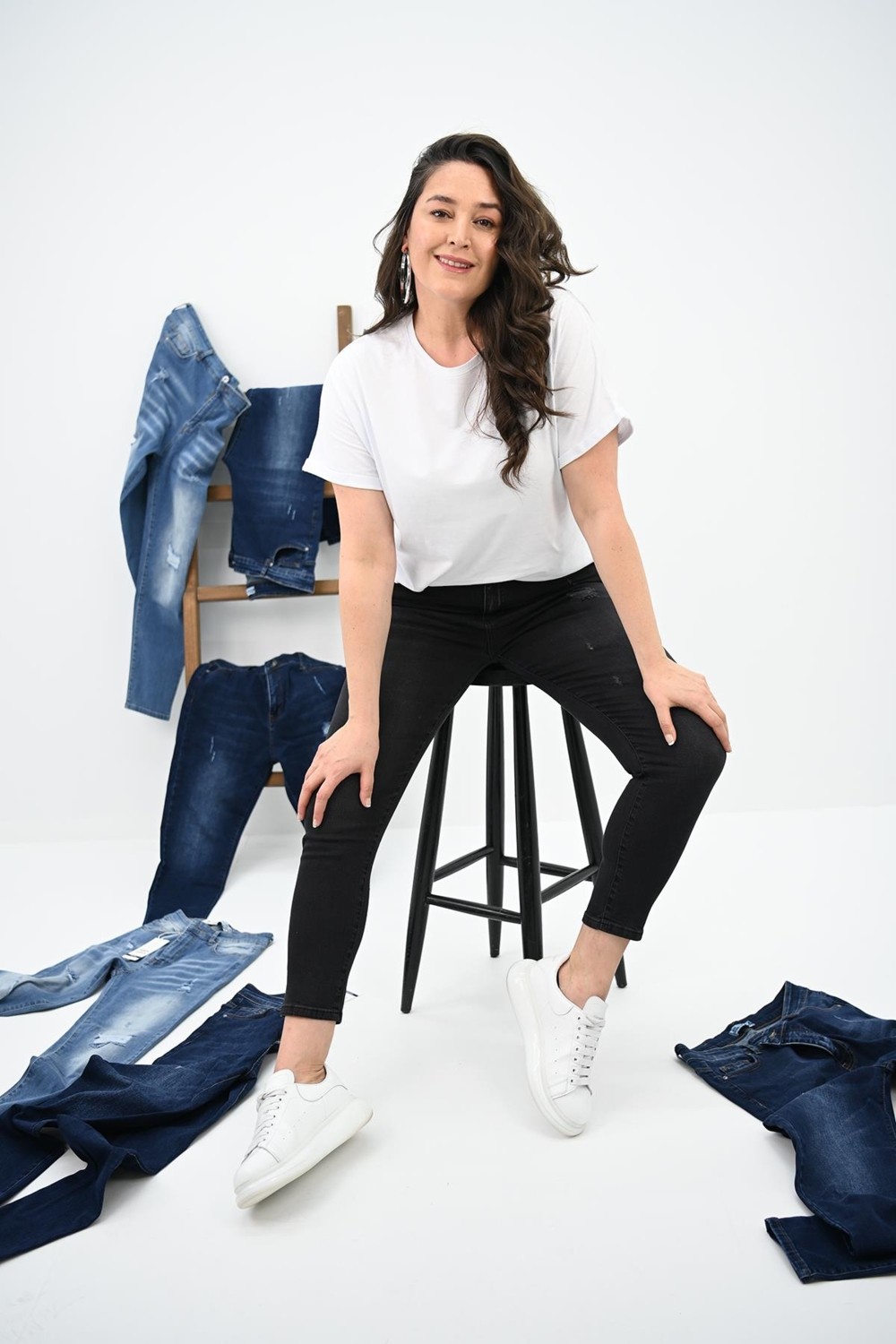 Moda Xlarge Kadın Büyük Beden Lacivert Jean Pantolon 6177-23 görsel 5