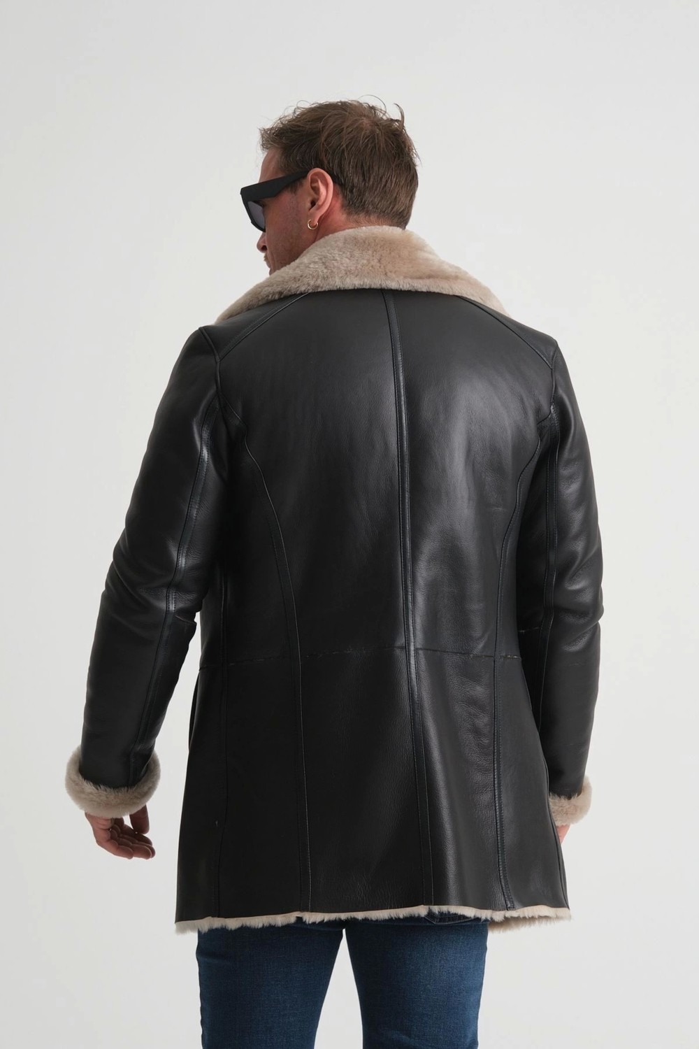 By Marki Marki Lüks Erkek Deri Kaban, 90 cm Uzunluk, Hakiki Kürk Yaka, Premium Siyah Dış Yüzey - 500522 görsel 4
