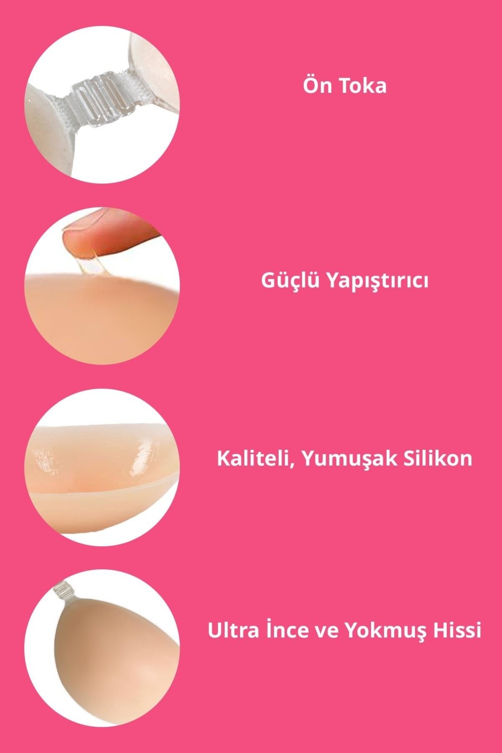 Cottonhill Silikon Göğüs Ucu Kapatıcı Straplez Yapışkanlı Görünmez Sütyen görsel 3