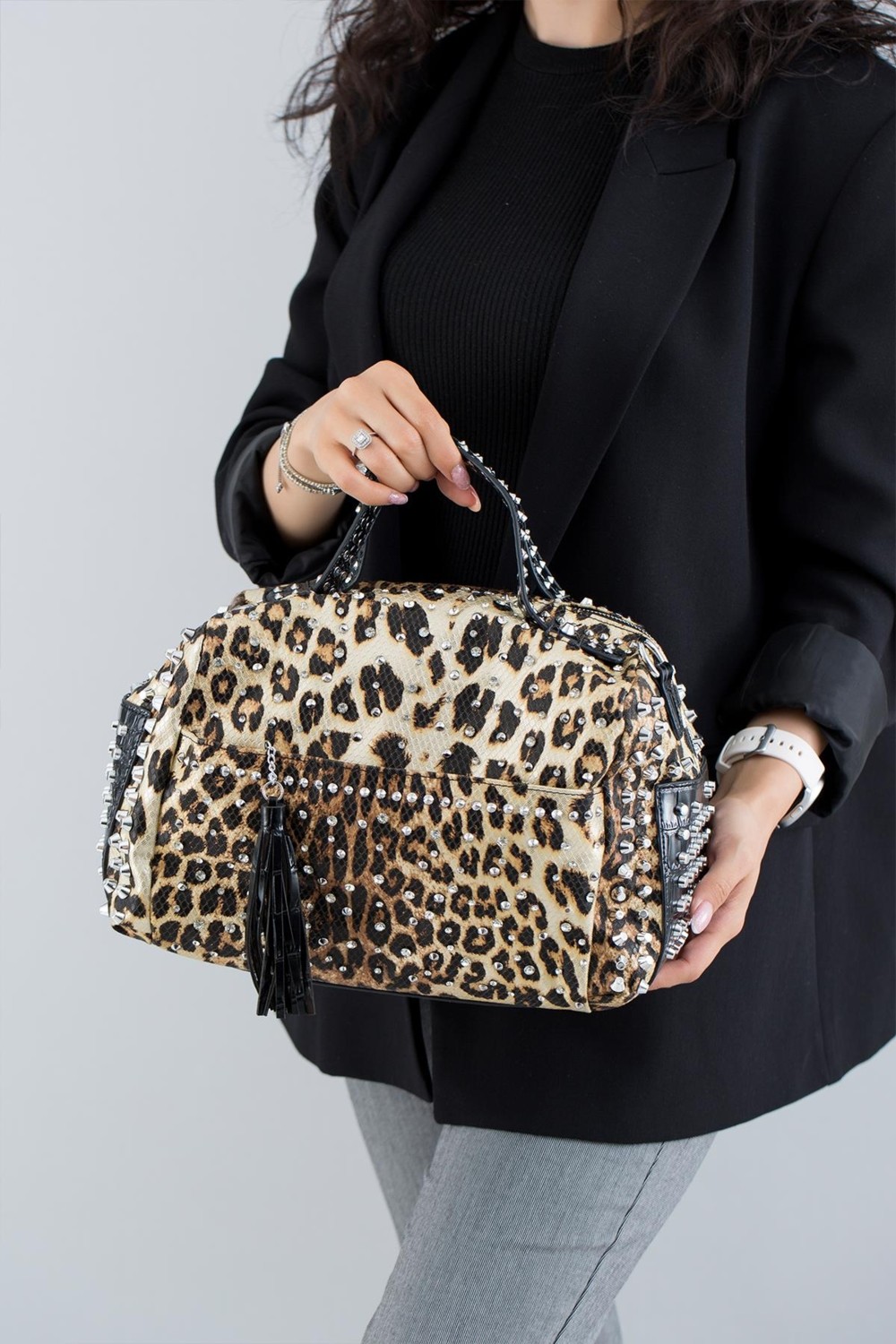 Kriste Bell Krıstebell Kadın El Çantası 26774 Leopar görsel 2