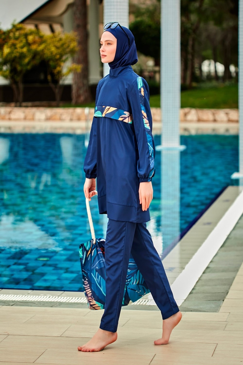 Marina Desenli Tam Kapalı Tesettür Mayo R2413 görsel 3