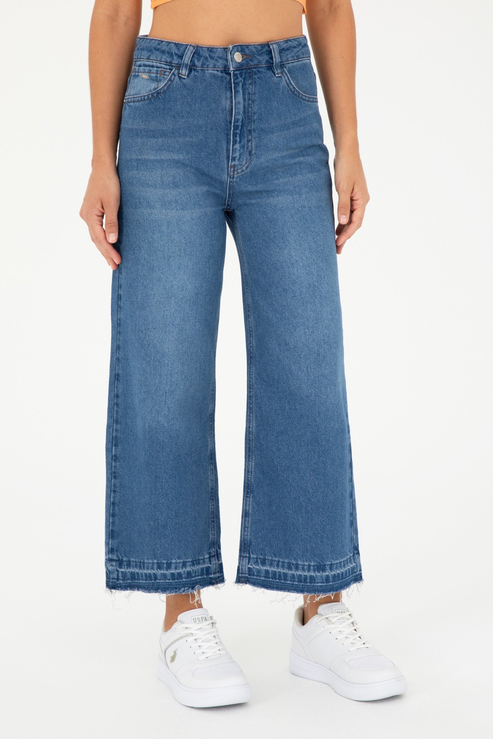 U.S. Polo Assn. Kadın Mavi Flare Cropped Fit Jean Pantolon 50282856-DN0022 görsel 2