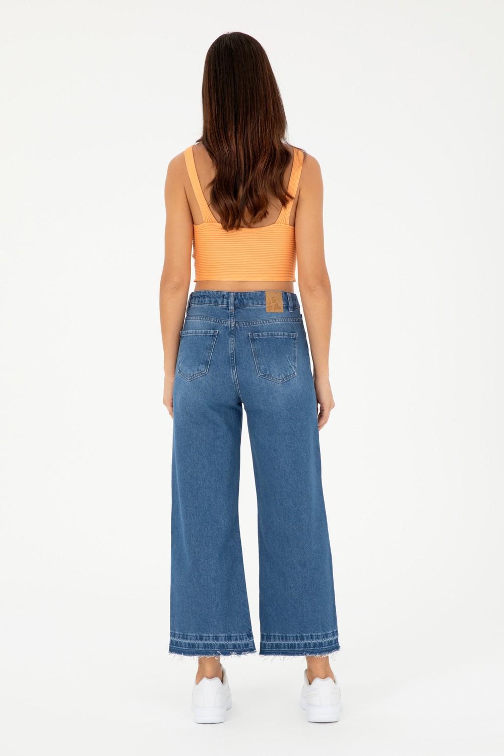 U.S. Polo Assn. Kadın Mavi Flare Cropped Fit Jean Pantolon 50282856-DN0022 görsel 4