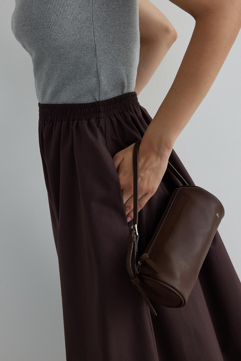 Suud Collection Ekru Day Poplin Kloş Etek görsel 2