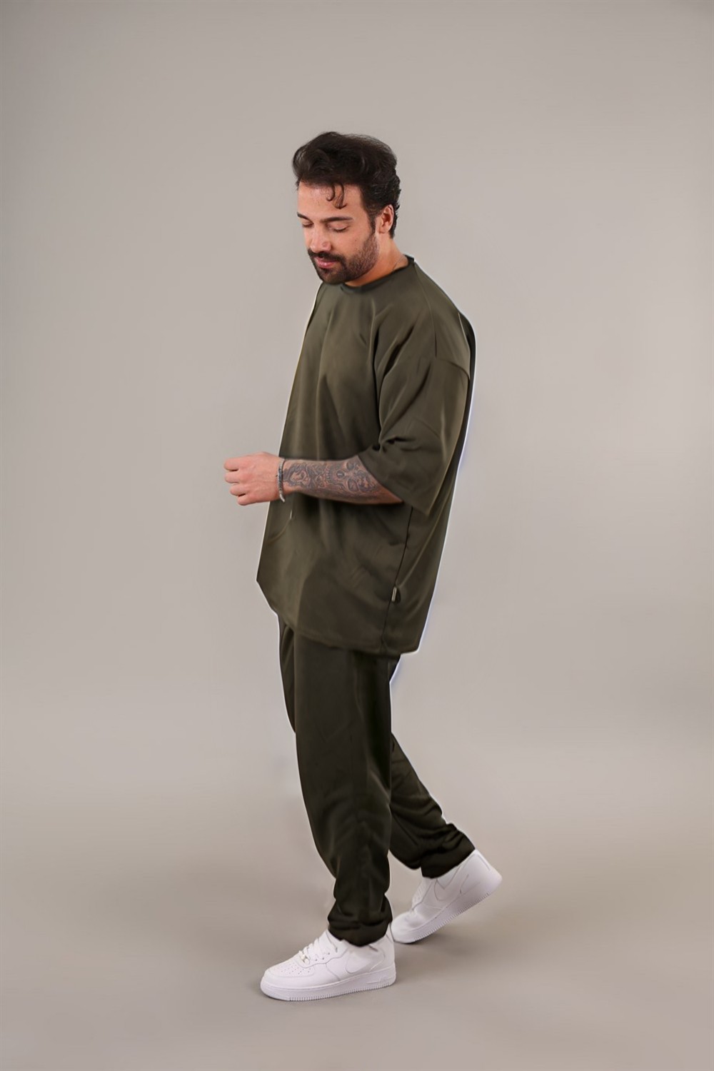 CMZ Collection Erkek Salaş Pijama Takımı Rahat Bisiklet Yaka Günlük Ince Takım görsel 3